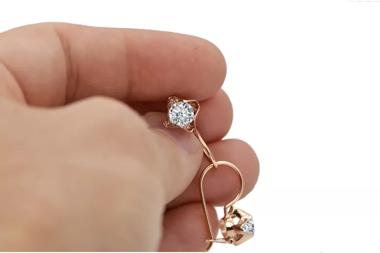 Zircon Original Vintage 14K Rose Gold Earrings Vintage vec142r